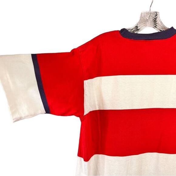 Vintage Duck Head Striped Crewneck Shirt Made in USA Short Sleeve Red XL - Picture 6 of 6